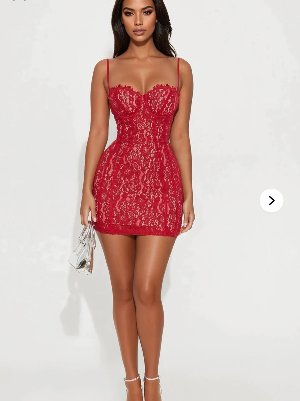 Red Lace Bodycon Mini Dress - Women's Elegant Party Dress